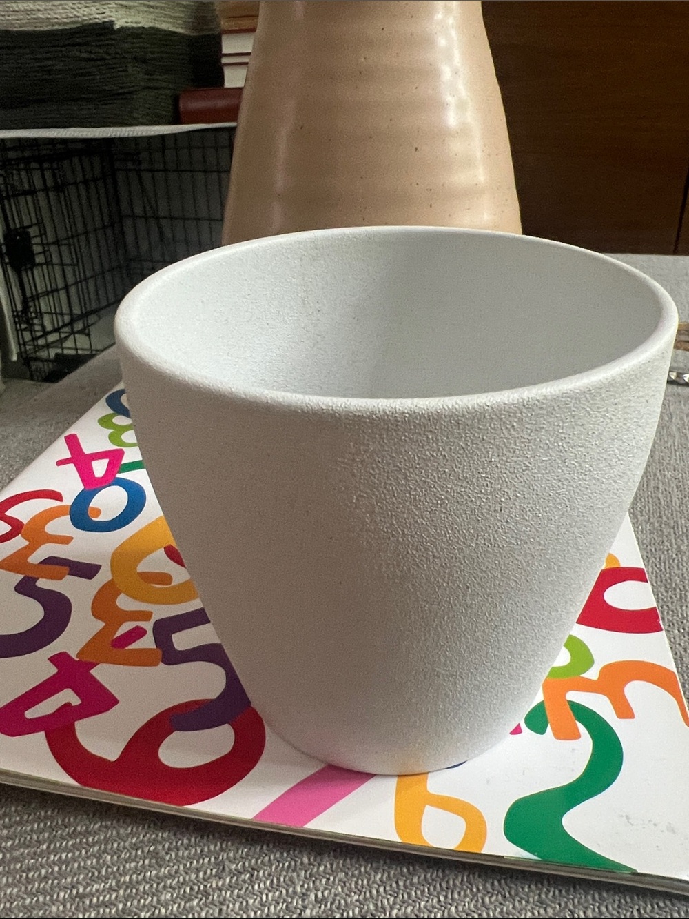 4.25 White Ikea Plant Pot - White Textured Ceramic Planter